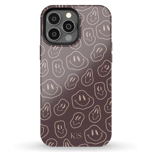 Melting Smiley Face Custom Initials iPhone Case